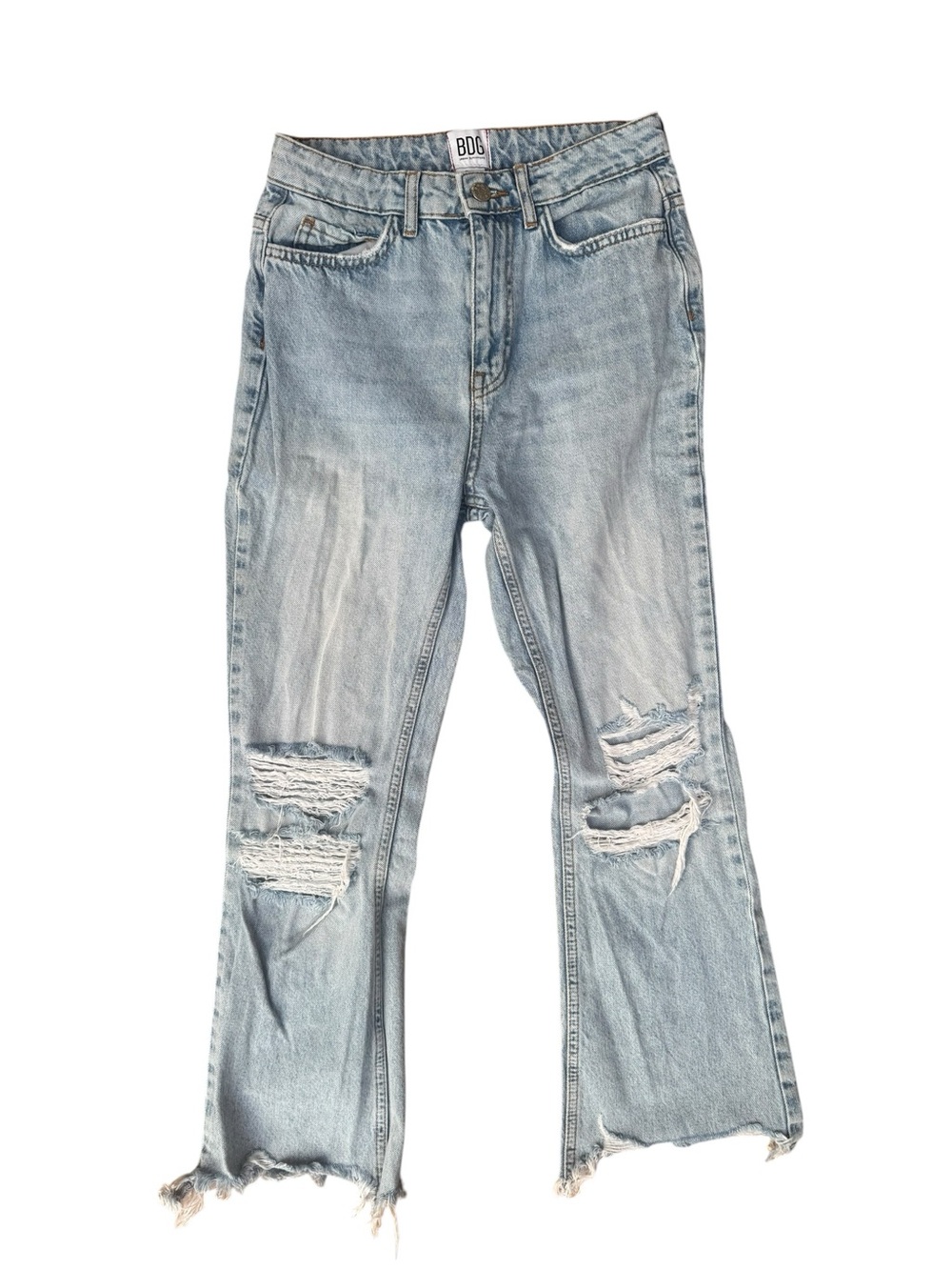 BDG Light Blue Distressed Straight-Leg Jeans